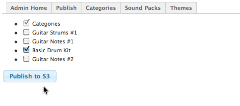 myDrumPad Amazon S3 publish interface